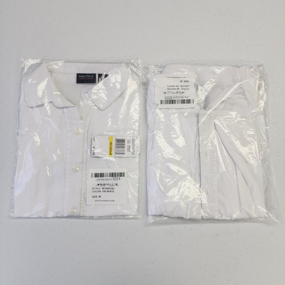 Nautica White Girl's School Uniform Button Up Shirt Size Medium NWT - Picture 1 of 4